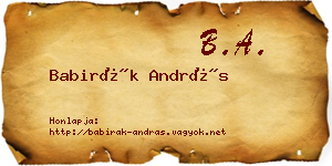 Babirák András névjegykártya